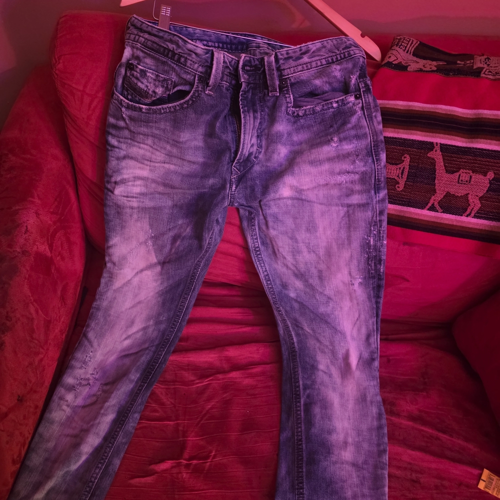 Diesel Thavar Blue Denim Jeans Acid Wash